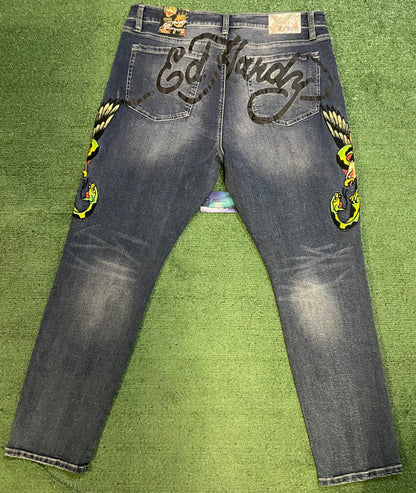 Ed Hardy eagle and snake jeans