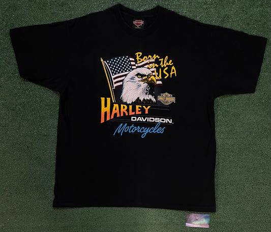 Vintage 1980s Born In The USA Harley Davidson motorcycles tee