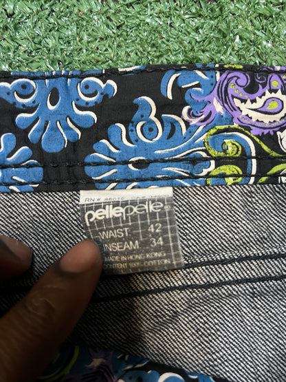 Vintage Pelle Pelle embroidered spiral jeans