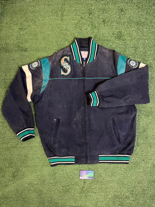 Vintage 1990s Seattle mariners leather and suede jacket