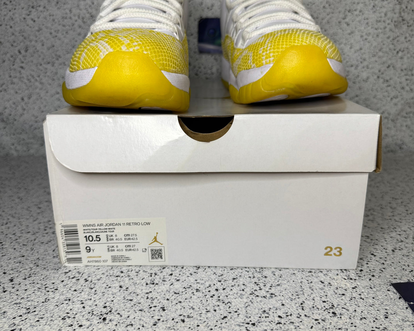 Jordan 11 Low Yellow SnakeSkin 9 Men/10.5 Women “Preowned”