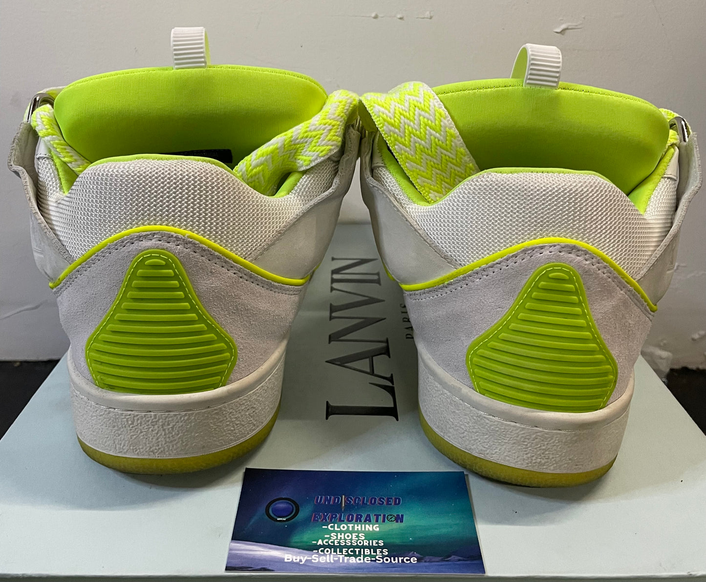 Lanvin curb sneakers white and flou yellow size 13men /14.5women(EU 46)