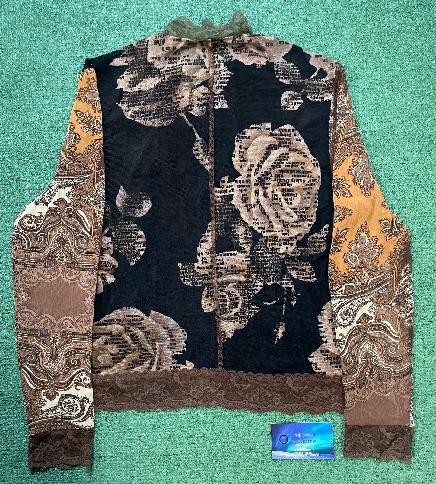 Piano mixed print longsleeve zip up