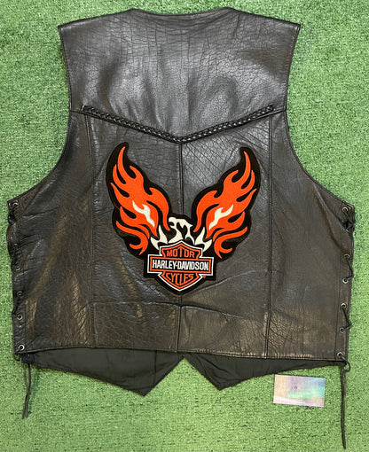 Vintage Harley Davidson leather eagle embroidered vest