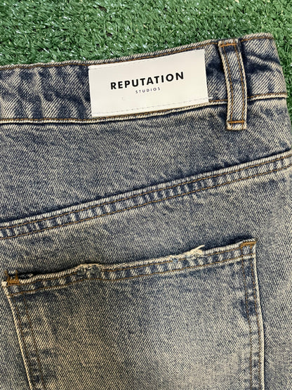 Reputation Studios star patch  black and brown jeans