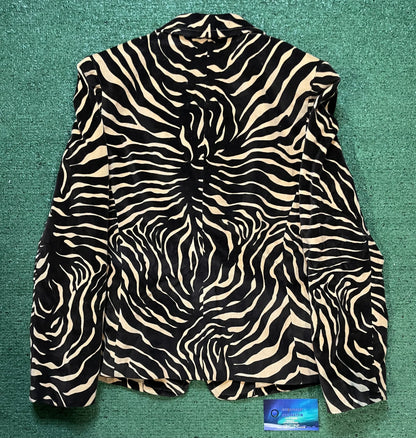 Etcetera brown velvet zebra-print blazer