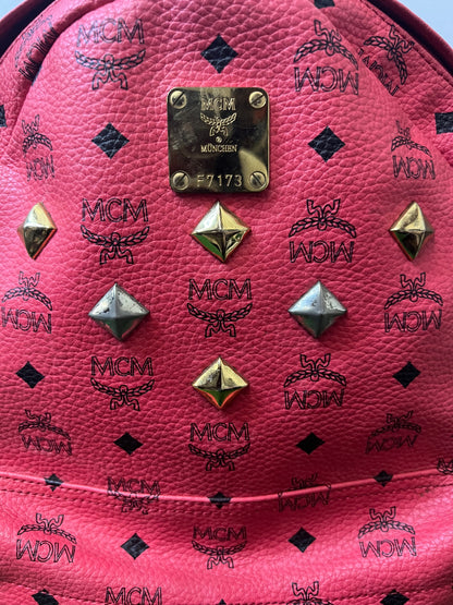 MCM visetos leather studded red backpack