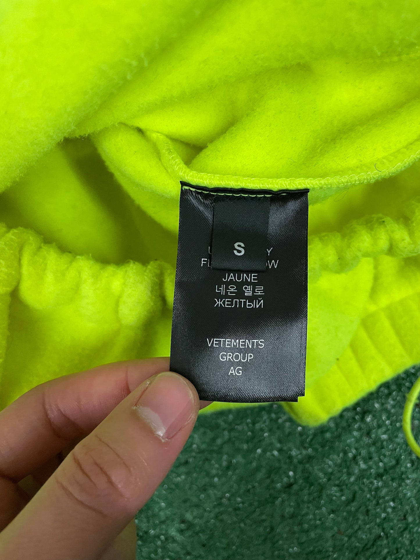 Vetements flou yellow fleece zip up jacket