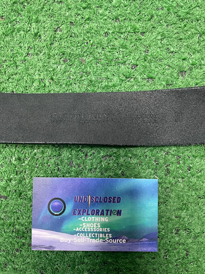 Burberry black leather check buckle belt