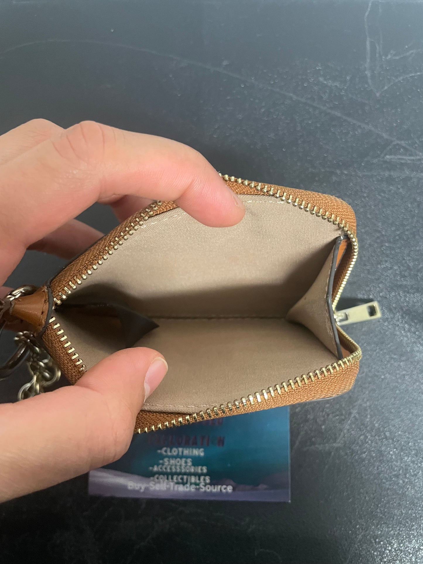 Nanette Lepore brown monogram logo coin purse and card case wallet