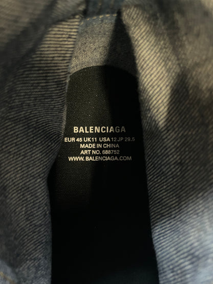 Balenciaga high top Paris denim destroyed sneaker size 12men/13.5women(EU 45)