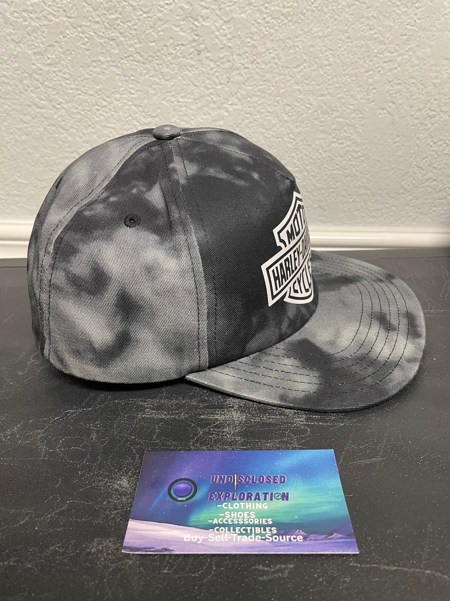 Harley Davidson grey & black tie dye hat