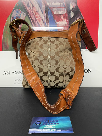 Coach brown and tan Bleecker Signature jacquard shoulder bag