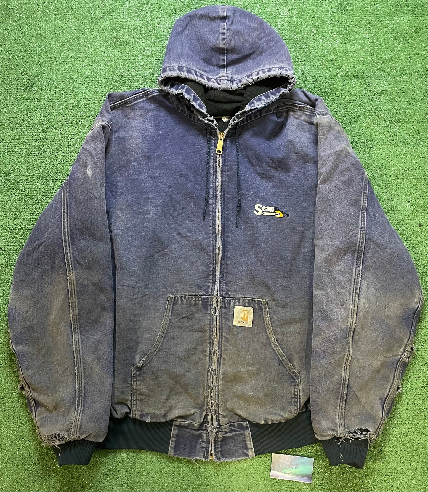 Vintage Carhartt navy blue hooded jacket