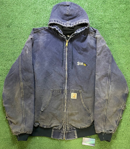 Vintage Carhartt navy blue hooded jacket