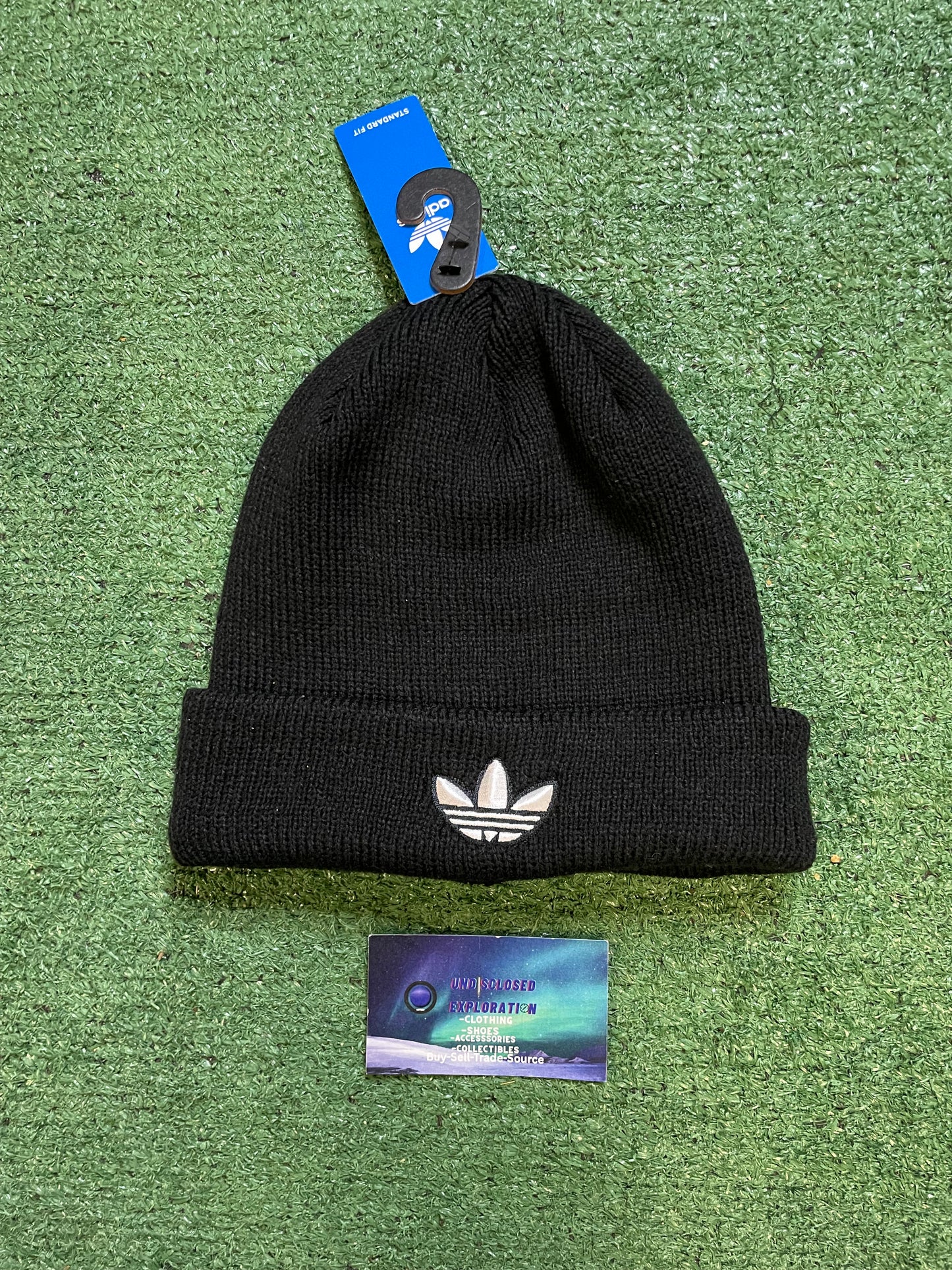 Adidas trefoil black beanie