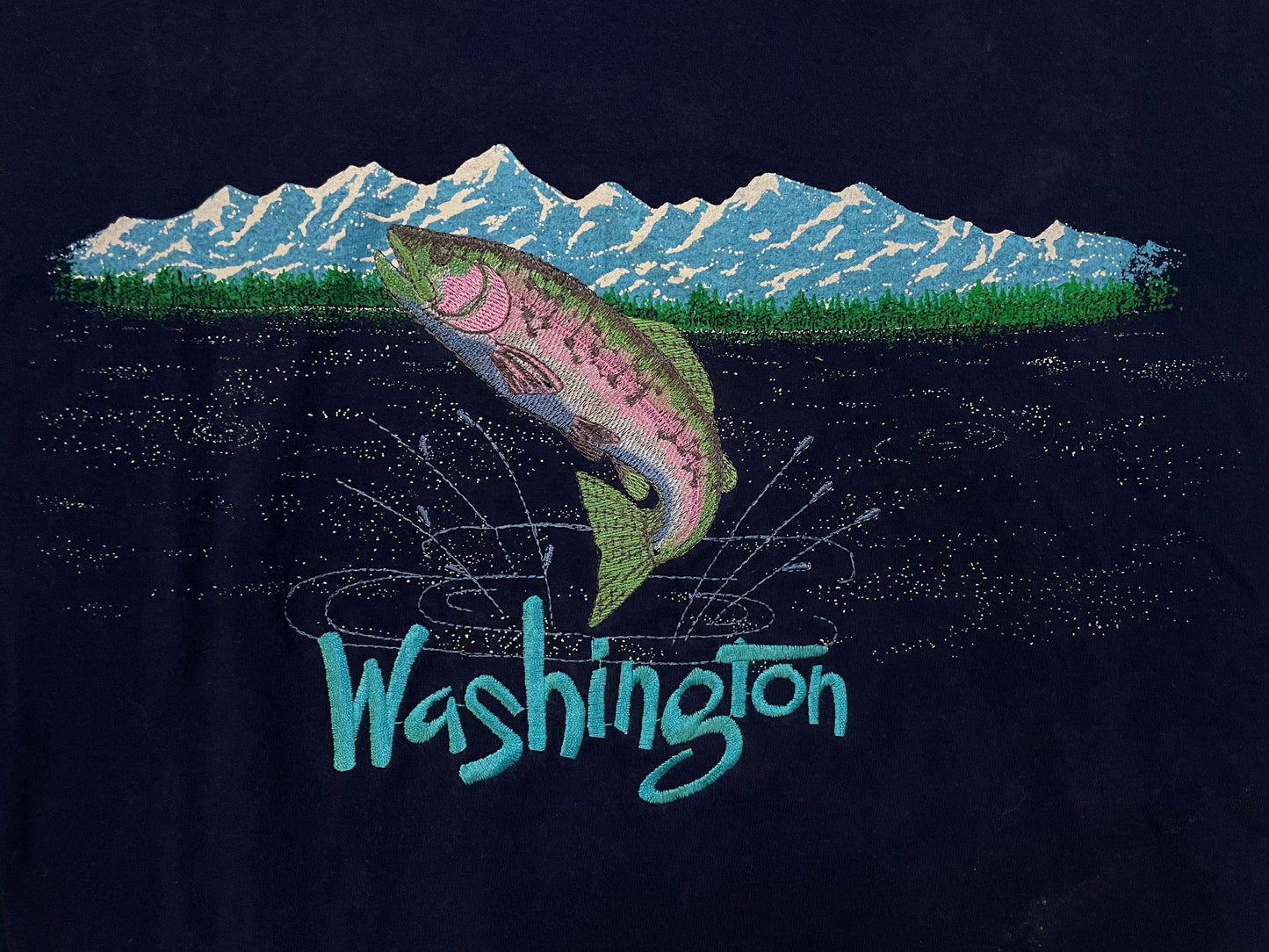 Vintage 1990s king salmon Washington nature embroidered tee
