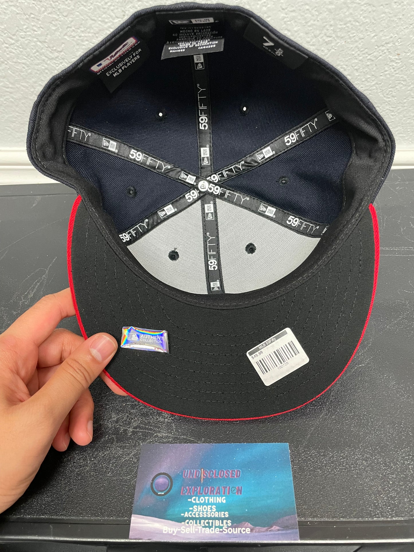 Atlanta Braves new era navy & red fitted hat