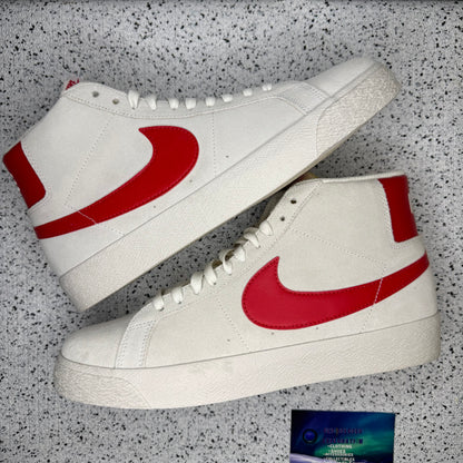 Nike SB Blazer Mid Summit White Red 9.5 Men “Preowned”