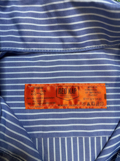 Red Kap blue and white button up shirt