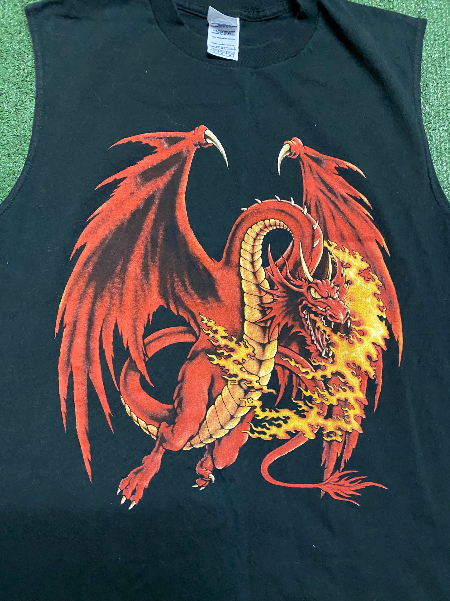 Vintage red Dragon Sleeveless cutoff Tee