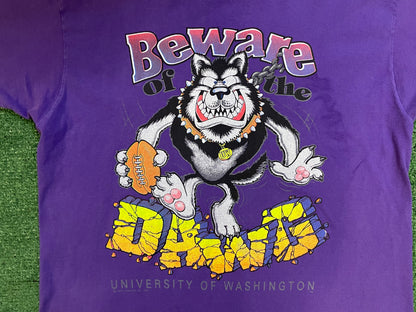 Vintage 1990s University of Washington  UW Beware Of The Dawgs tee