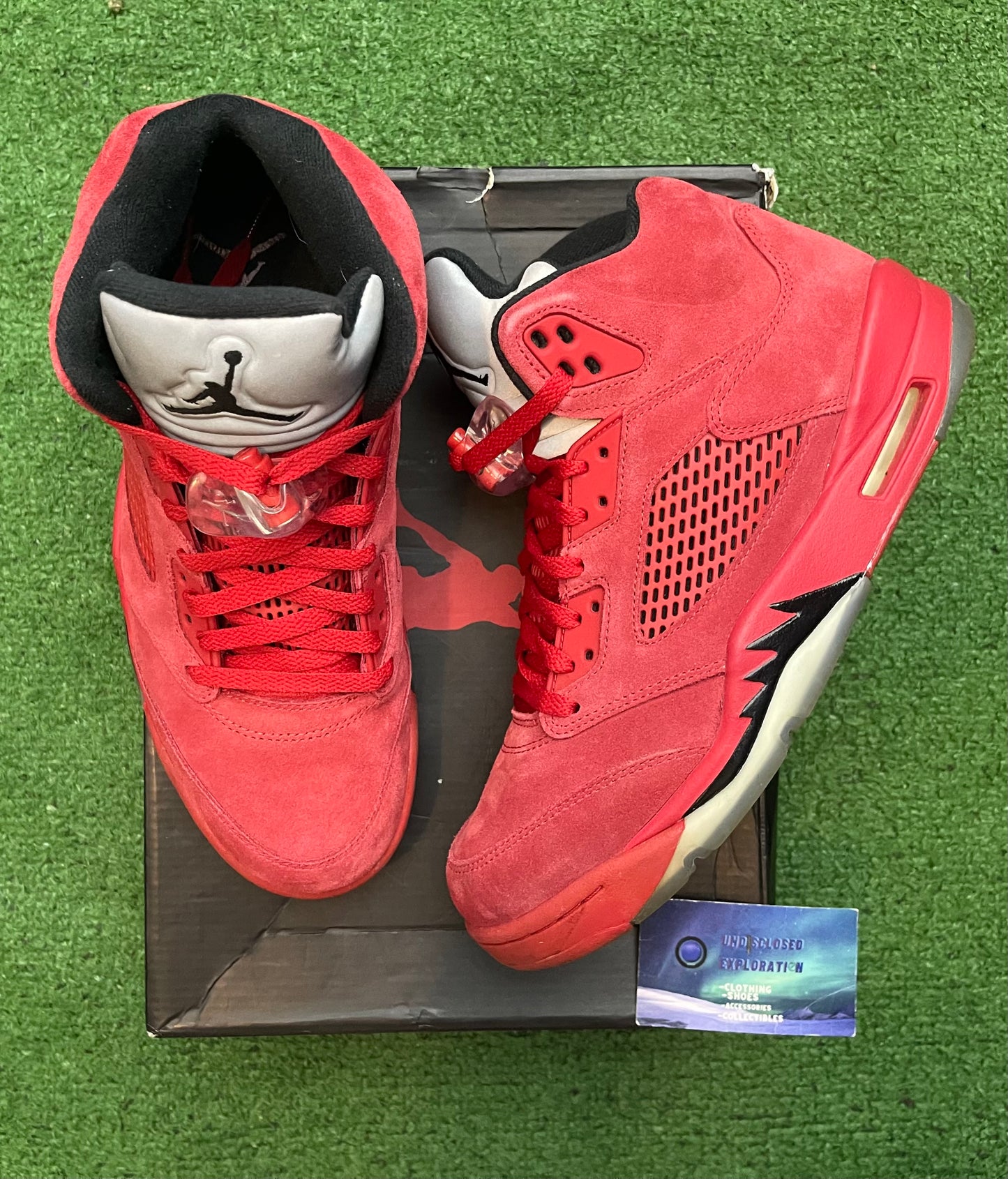 Jordan 5 Red Suede 10 Men/11.5 Women “Preowned”