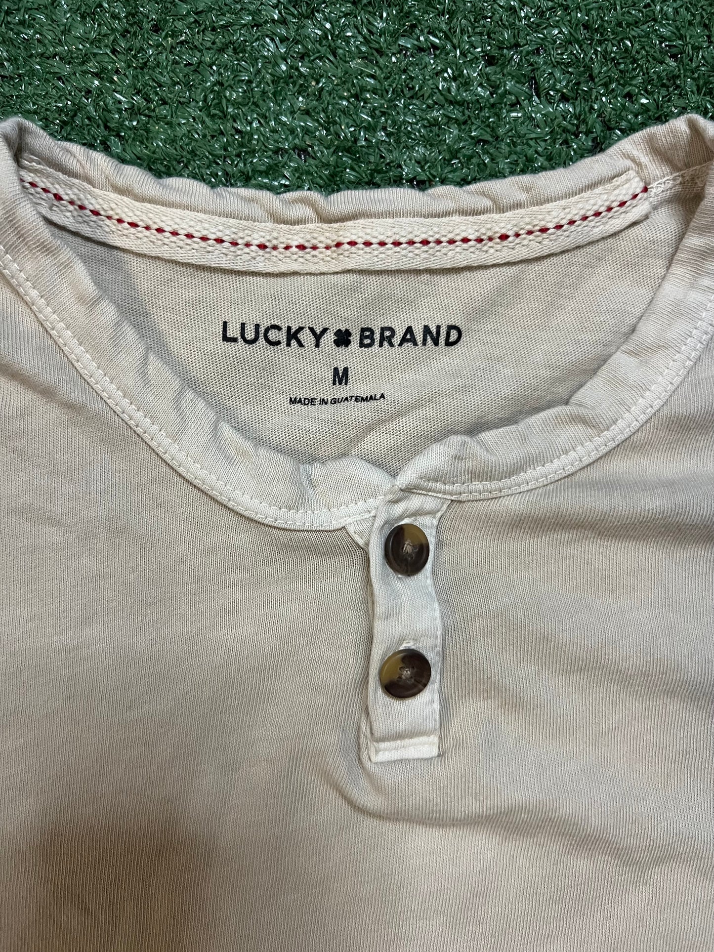 Lucky brand beige short sleeve Henley shirt