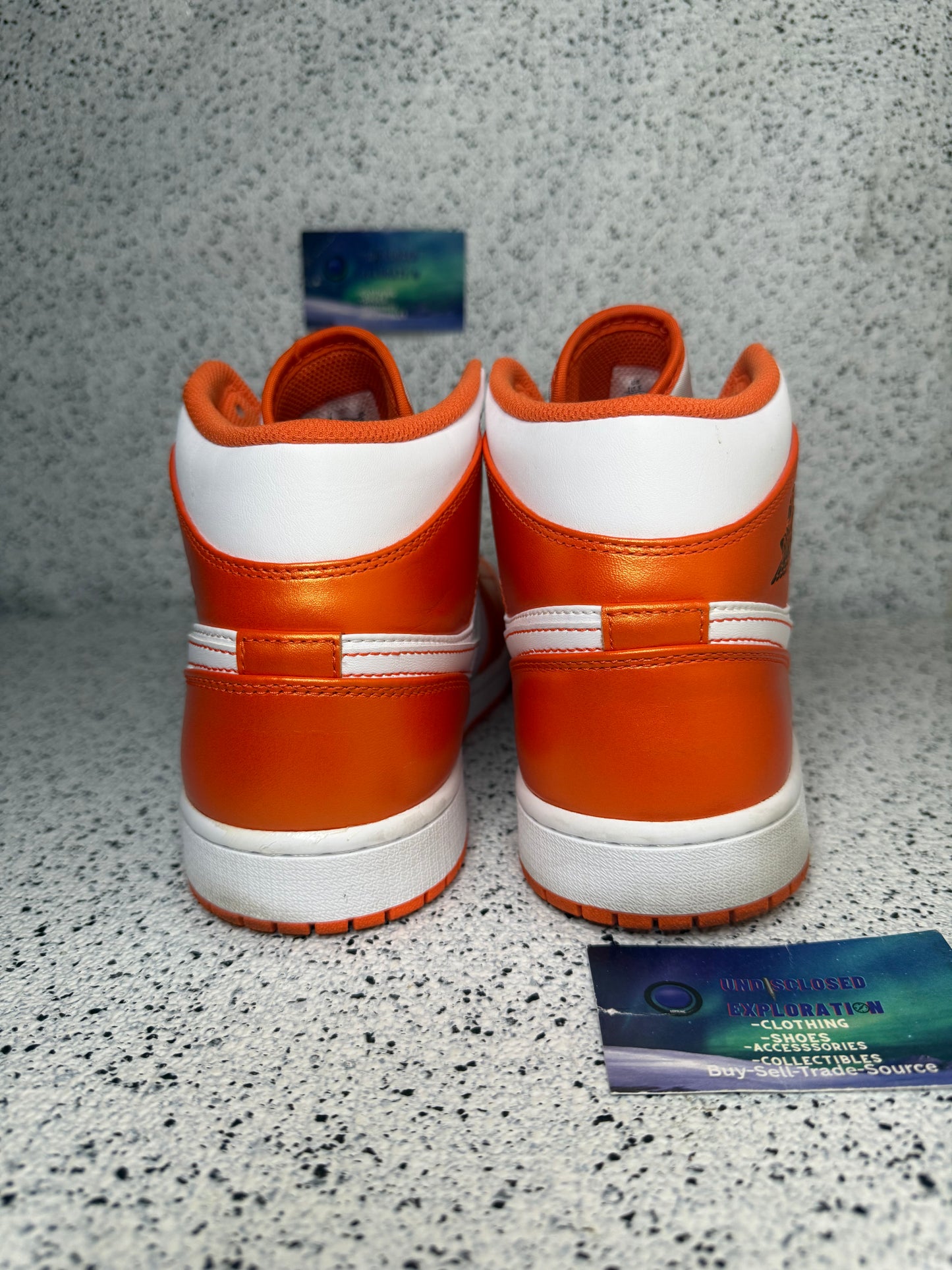 Jordan 1 Mid Electro Orange 10.5 Men/12 Women “Preowned”