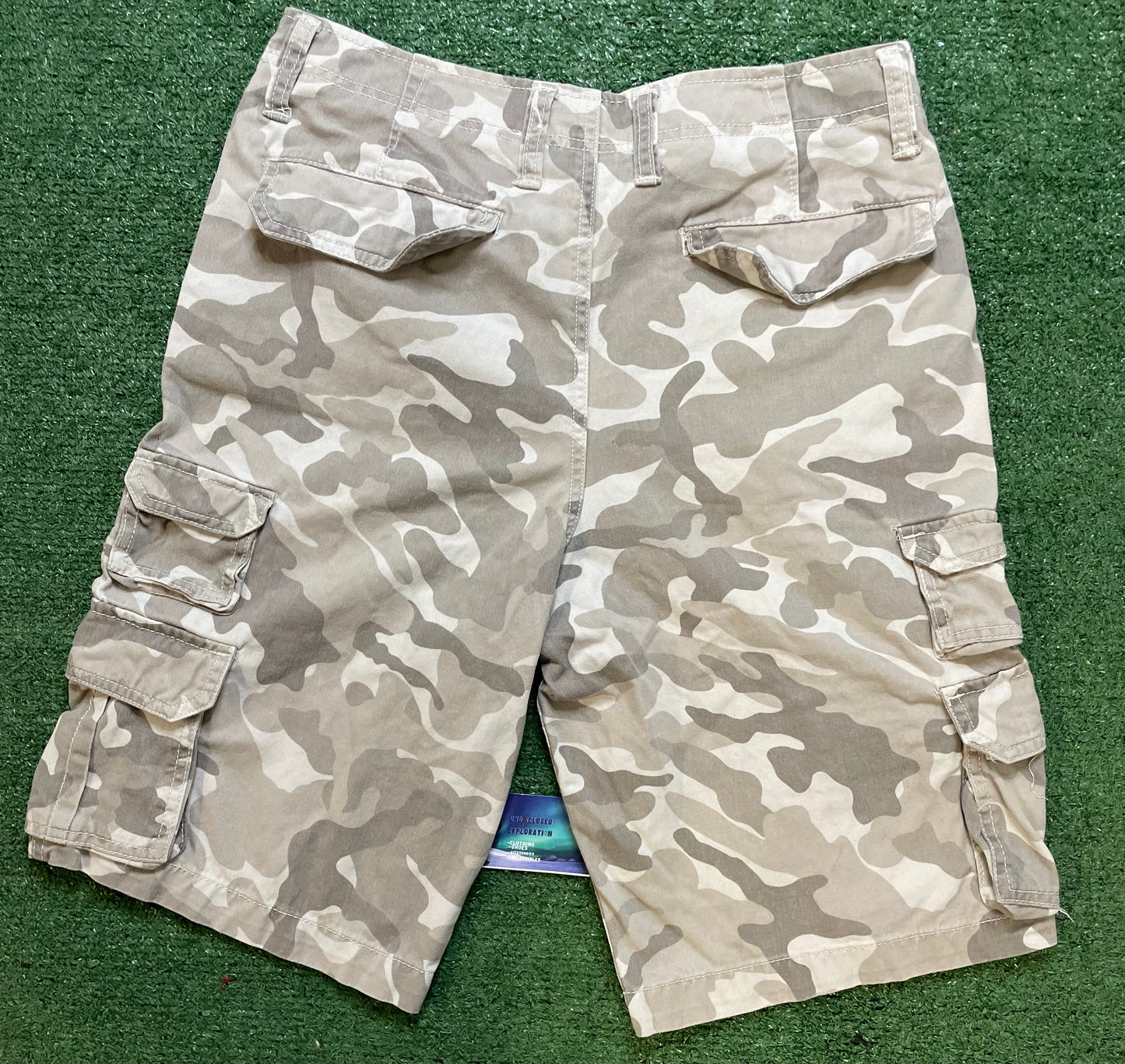 White dessert camo cargo shorts