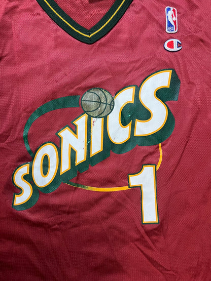 Vintage 1990s Seattle Sonics Horace grant #1 red champion jersey
