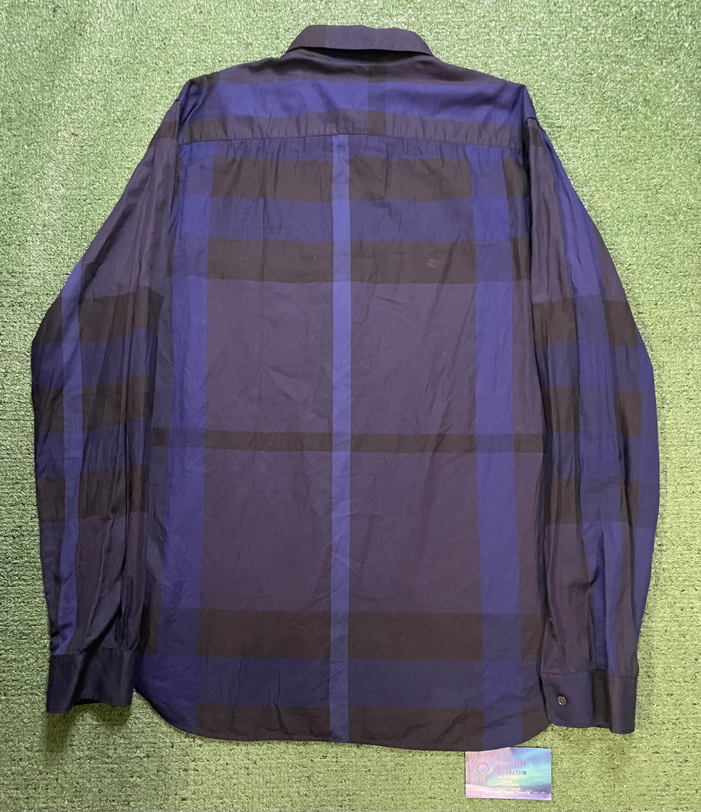 Burberry nova check plaid dark blue & black shirt