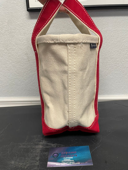 Lands end red & cream tote  bag