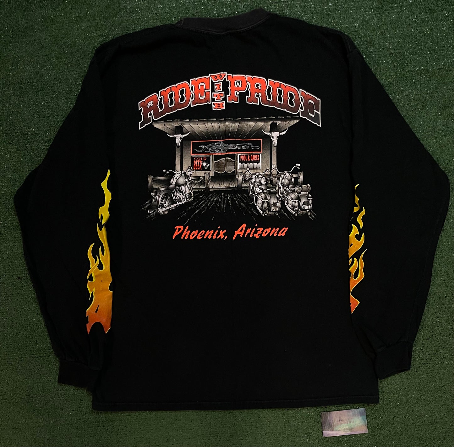 Vintage 1990s Steel Horse Saloon flames longsleeve