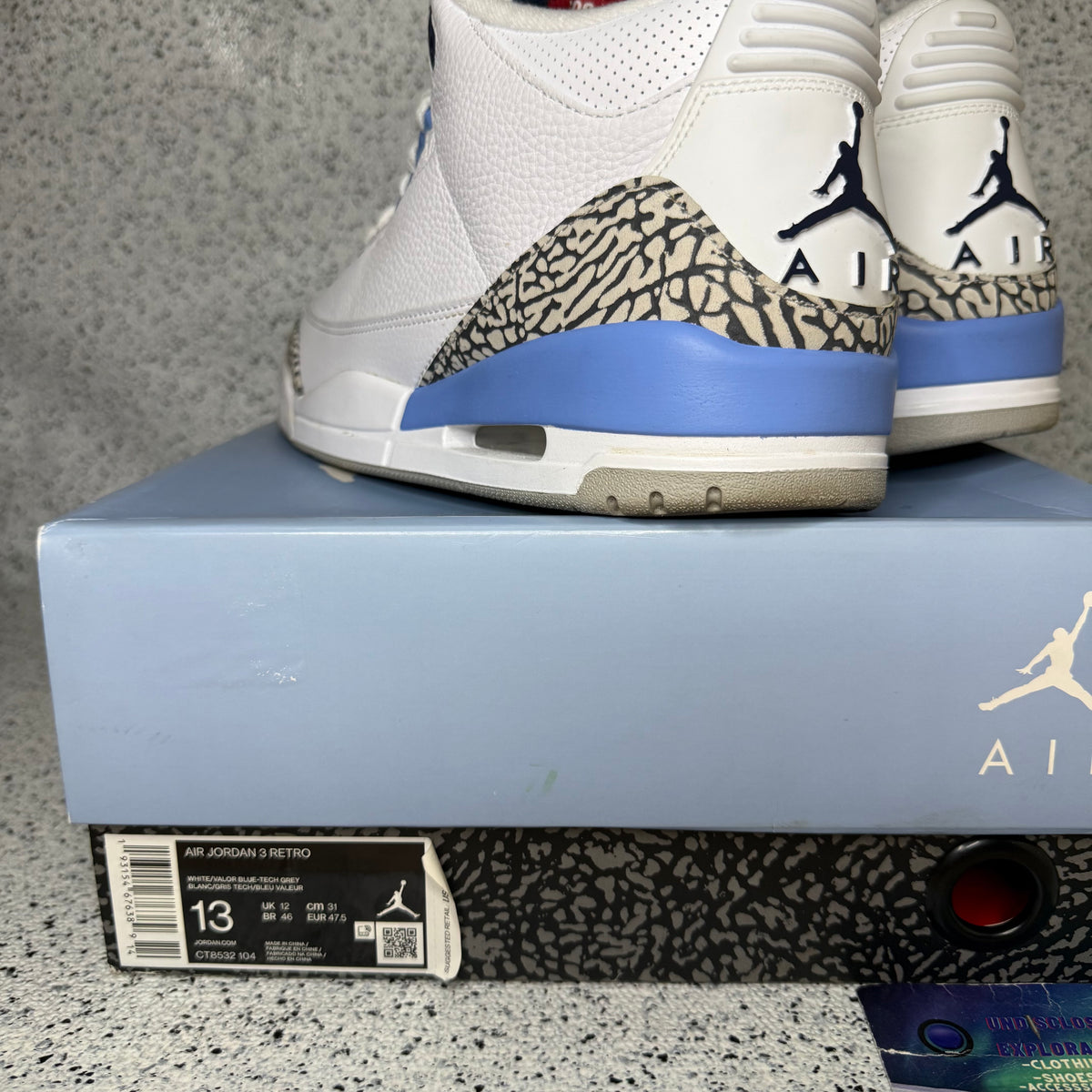 Jordan 3 UNC 13 Men “Preowned”