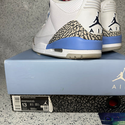 Jordan 3 UNC 13 Men “Preowned”