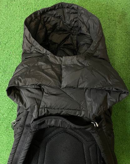 Prada Re-Nylon Padded Backpack With Hood In Black