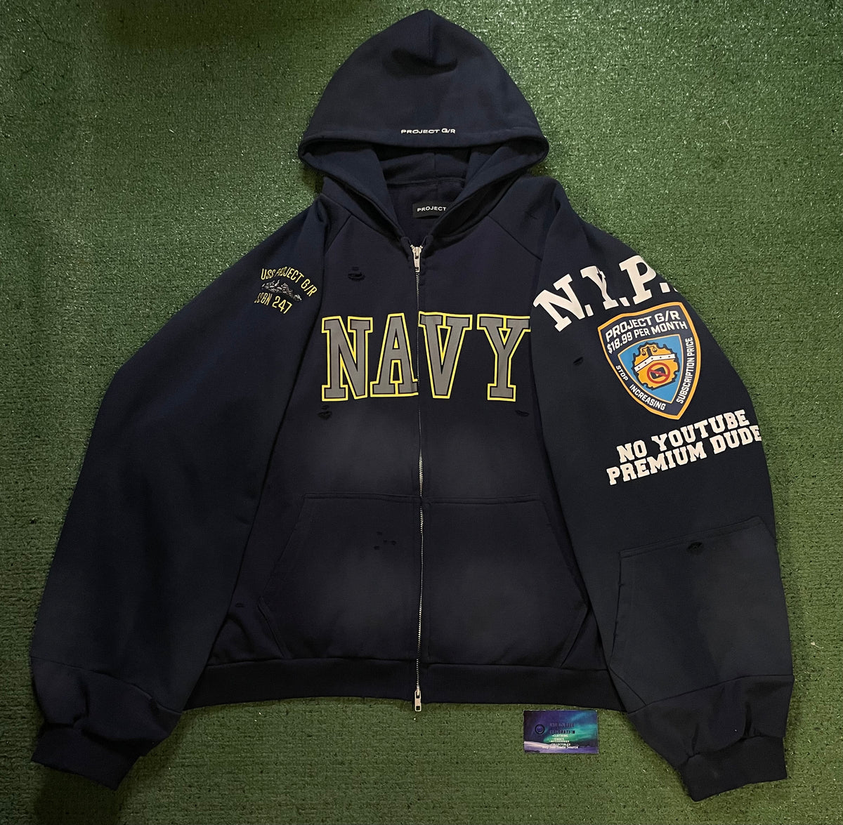 Project G/R reconstructed navy hoodie