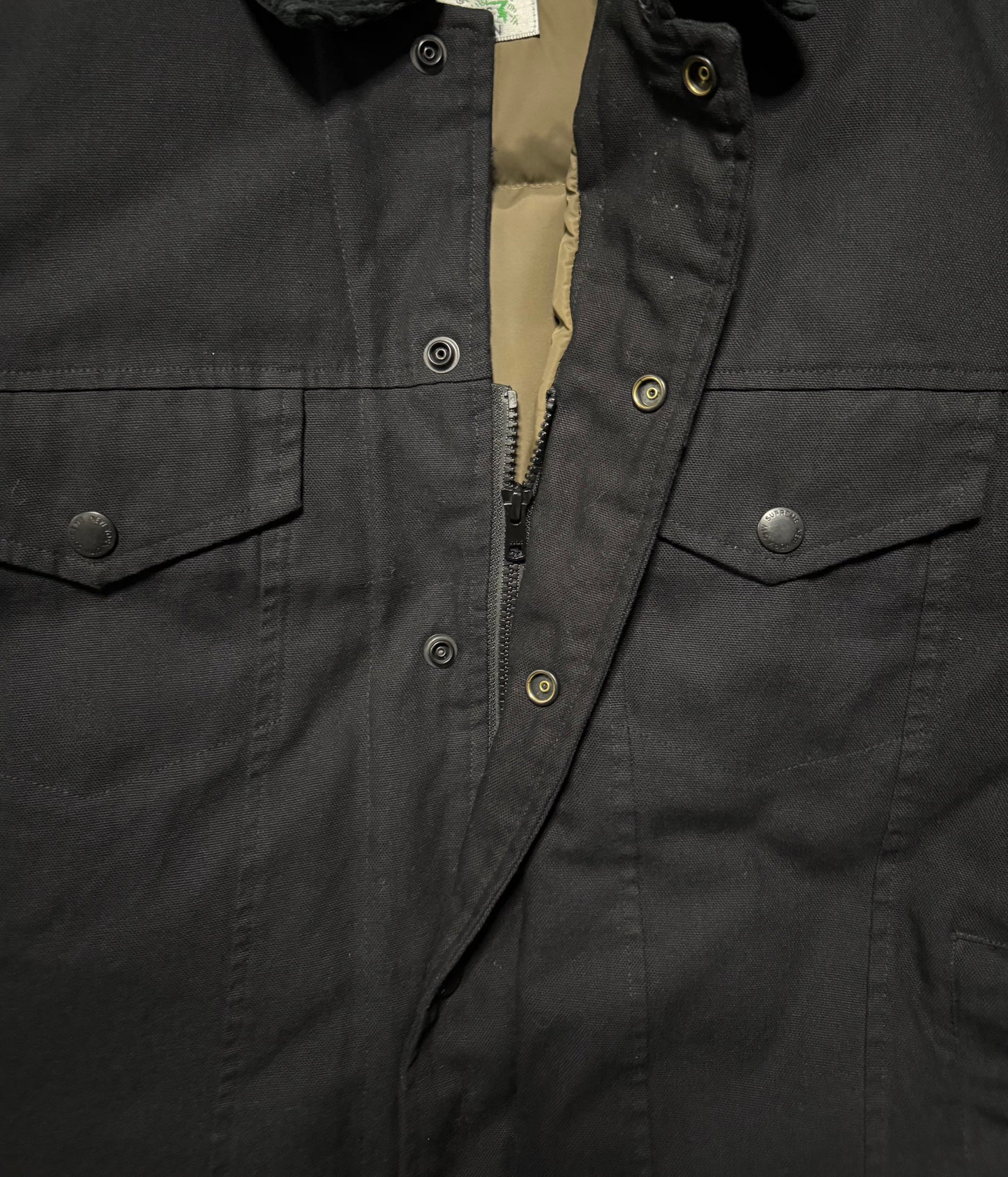 Supreme Schott Canvas Down Trucker Jacket Black