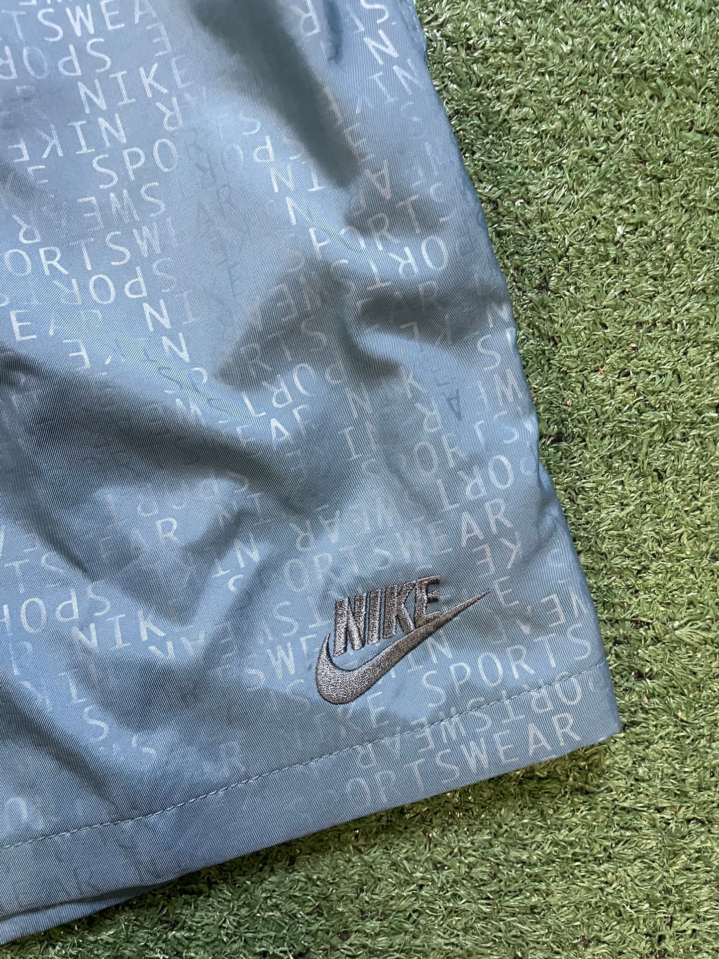 Nike light blue all over print shorts