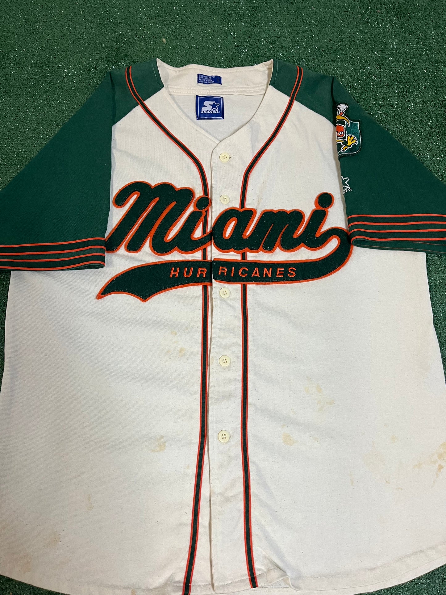 Vintage 1990s Miami hurricanes Starter baseball jersey