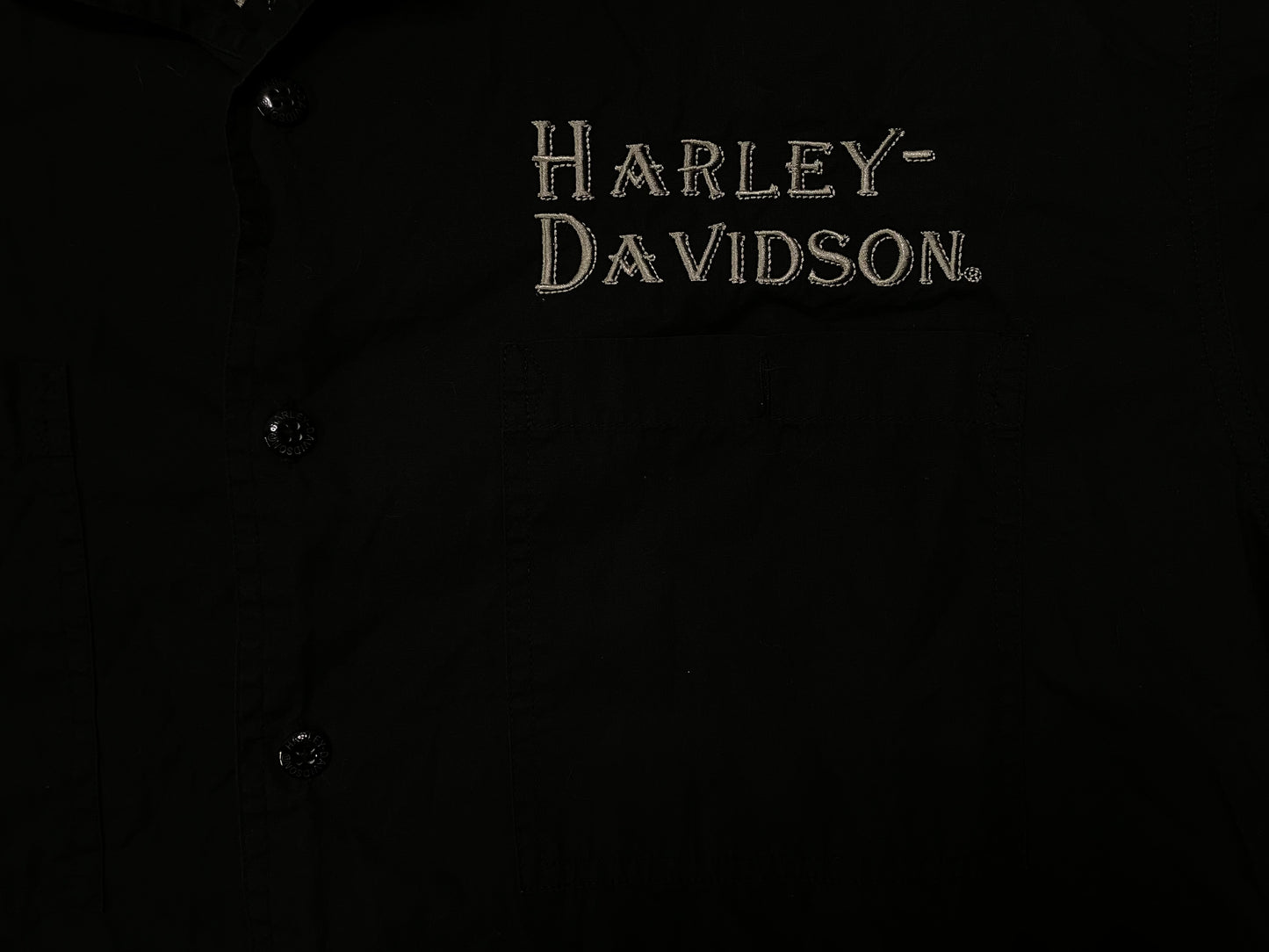 Vintage 1990s Harley Davidson eagle embroidered button up
