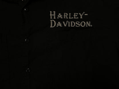 Vintage 1990s Harley Davidson eagle embroidered button up