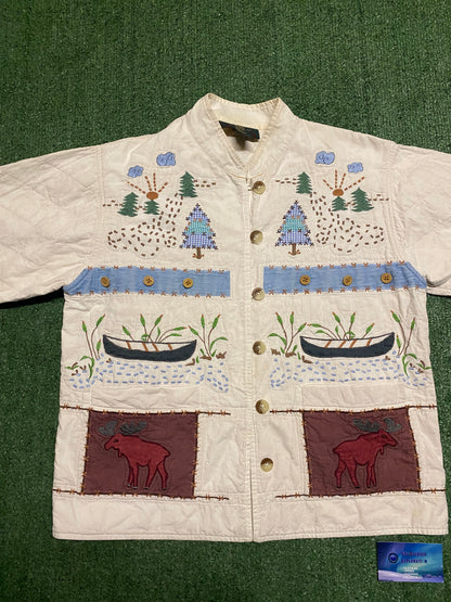 Vintage Orvis quilted and embroidered button up jacket