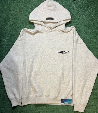 Fear of god essentials light oatmeal hoodie