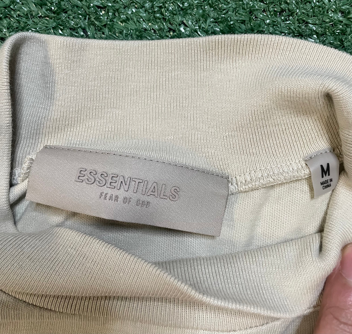 Fear of god Essentials beige mock neck longsleeve