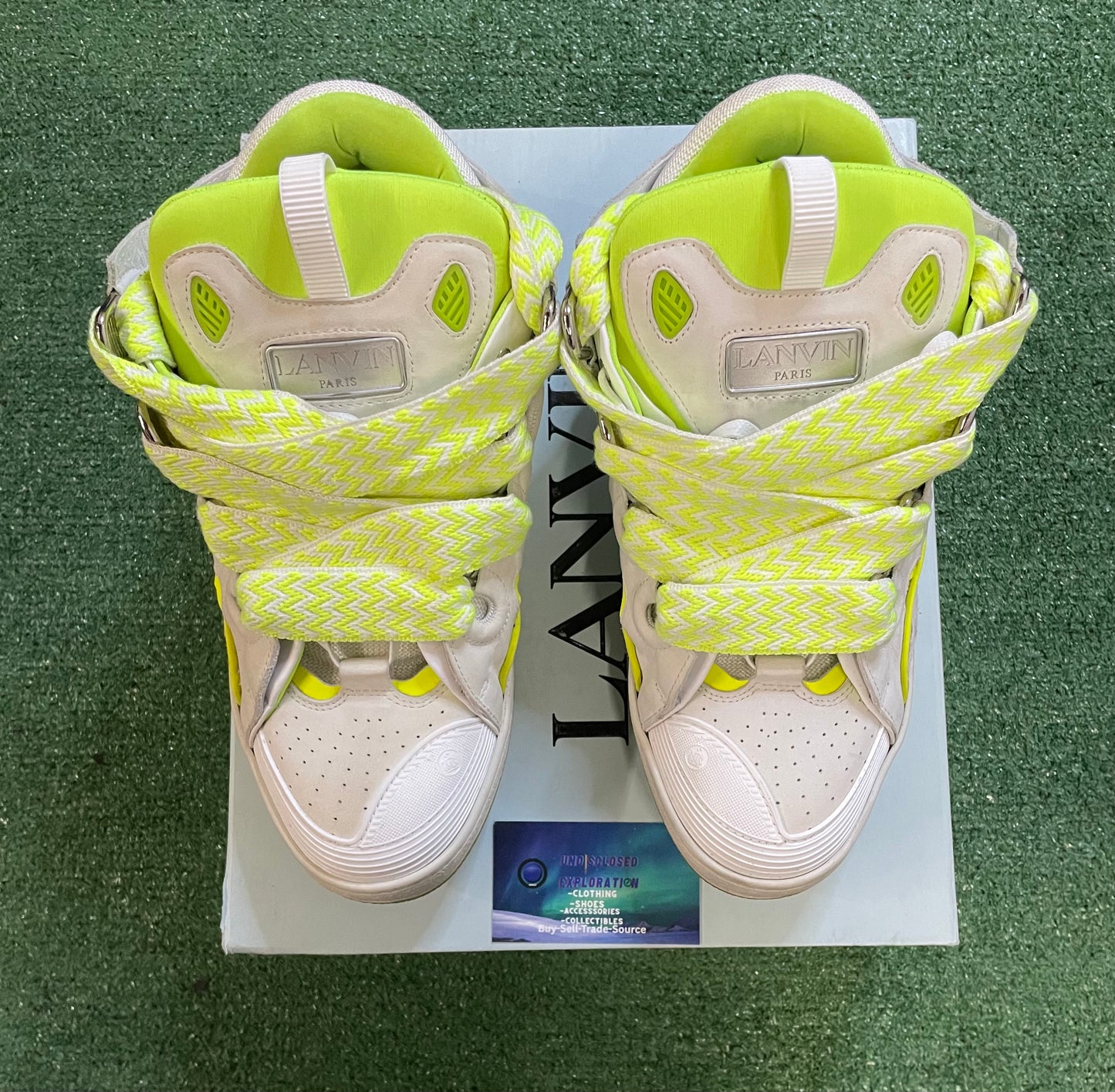 Lanvin curb sneakers white and flou yellow size 13men /14.5women(EU 46)