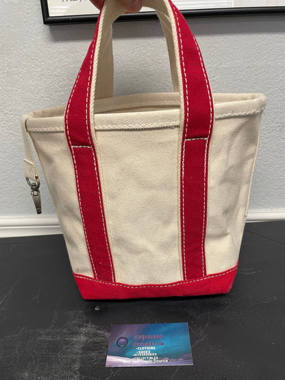 Lands end red & cream tote  bag