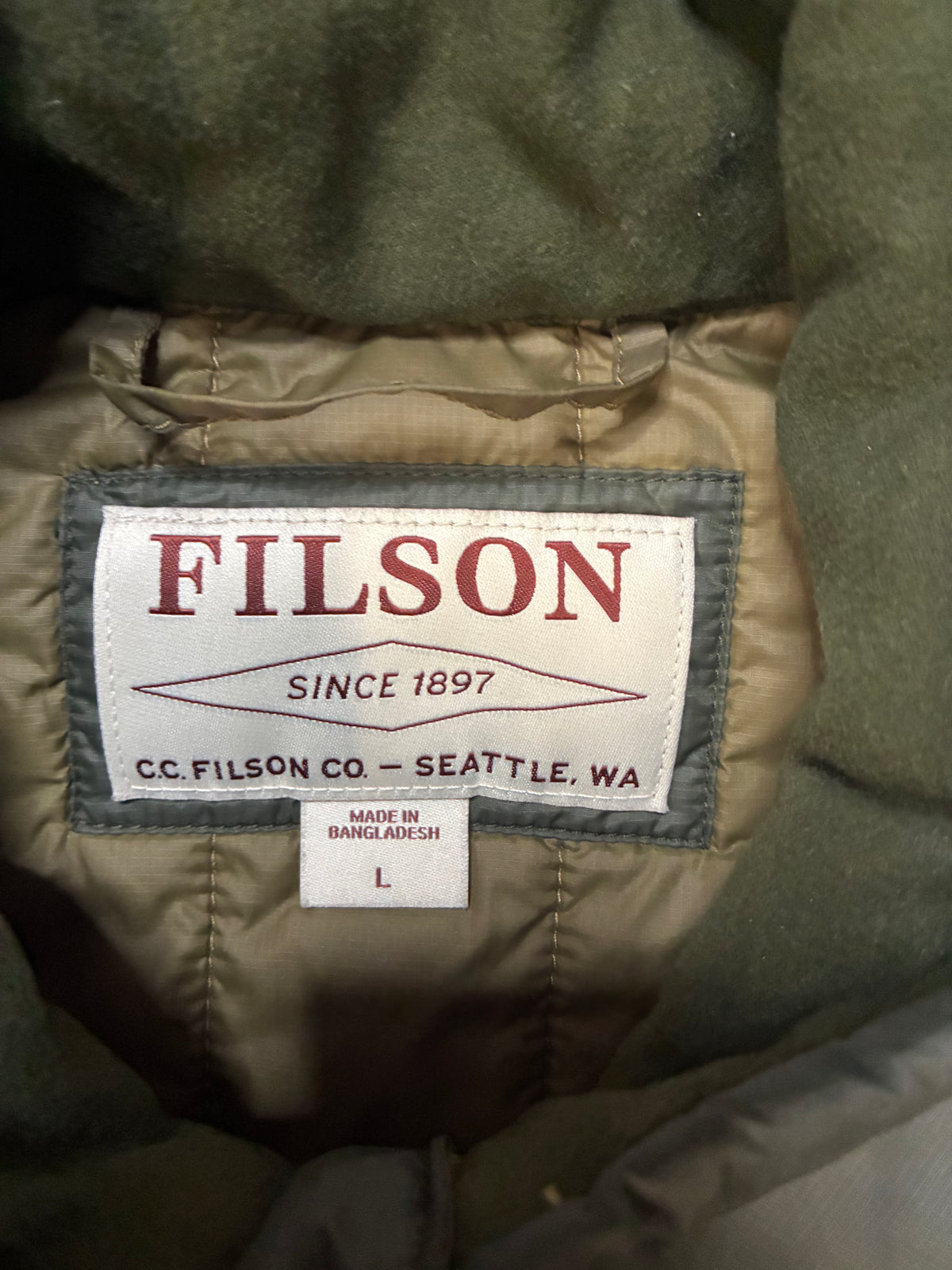 filson ultralight olive green  jacket