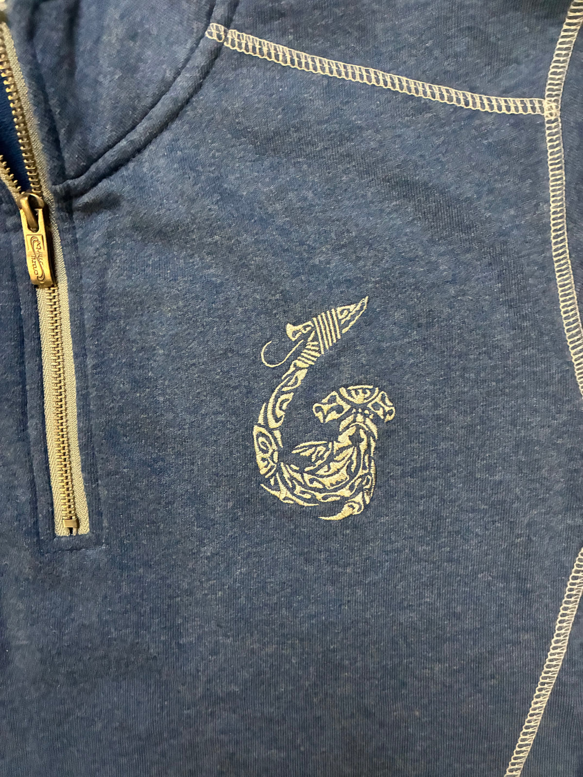 Blue and grey shark quarter zip